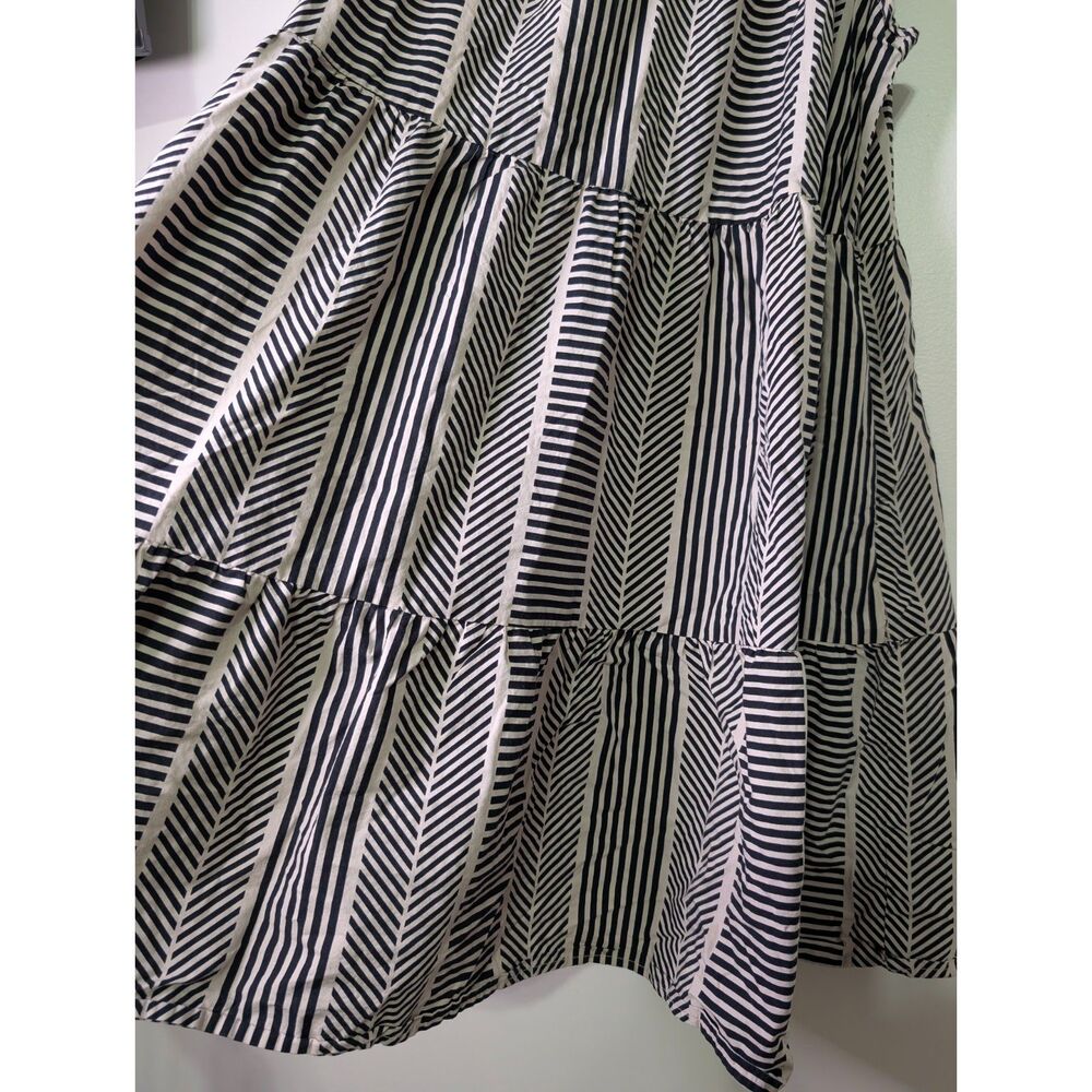 Striped Tiered 100% Cotton Summer Dress Size Small  Cottagecore Ruffle - Picture 4 of 8